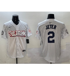 Men's New York Yankees #2 Derek Jeter White Bronx Graffiti Vapor Limited Stitched Baseball Jersey