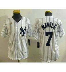 Youth New York Yankees #7 Mickey Mantle White Throwback Stitched Cool Base Nike Jersey