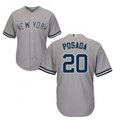 Youth Majestic New York Yankees #20 Jorge Posada Replica Grey Road MLB Jersey