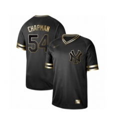Men's New York Yankees #54 Aroldis Chapman Authentic Black Gold Fashion Baseball Jersey