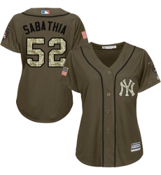 Women's Majestic New York Yankees #52 C.C. Sabathia Replica Green Salute to Service MLB Jersey