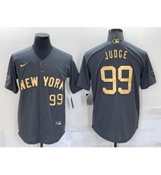 Men's New York Yankees #99 Aaron Judge Number Grey 2022 All Star Stitched Cool Base Nike Jersey