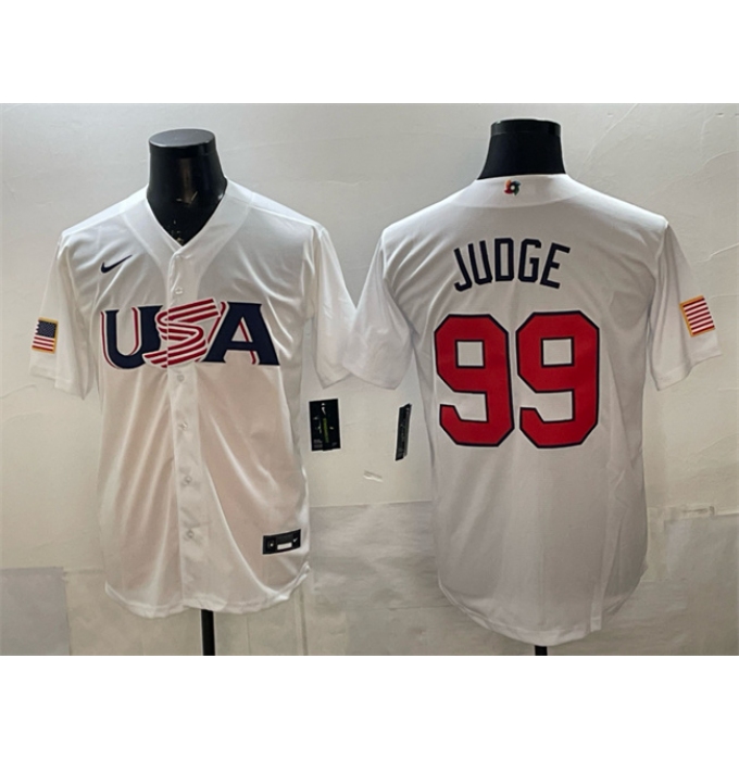 Men's USA Baseball #99 Aaron Judge White World Baseball Classic Stitched Jersey