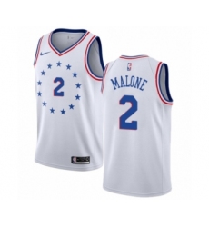 Youth Nike Philadelphia 76ers #2 Moses Malone White Swingman Jersey - Earned Edition