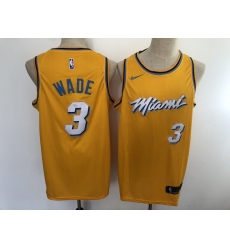 Men's Nike Miami Heat #3 Dwyane Wade Yellow City Swingman Basketball Jersey