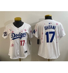 Women's Los Angeles Dodgers #17 Shohei Ohtani White 2025 World Series Champions Tokyo Series Limited Stitched Baseball Jersey(Run Small)