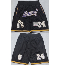 Men's Los Angeles Lakers #24 Kobe Bryant Black Shorts (Run Small)