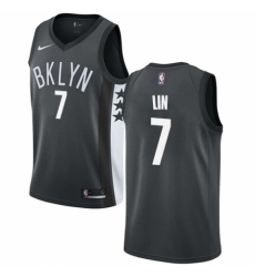 Men's Nike Brooklyn Nets #7 Jeremy Lin Authentic Gray NBA Jersey Statement Edition