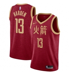 Youth Nike Houston Rockets #13 James Harden Swingman Red NBA Jersey - 2018 19 City Edition