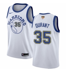 Women's Nike Golden State Warriors #35 Kevin Durant Authentic White Hardwood Classics 2018 NBA Finals Bound NBA Jersey