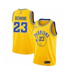 Men's Golden State Warriors #23 Mitch Richmond Authentic Gold Hardwood Classics Basketball Jersey