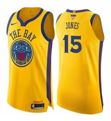 Youth Nike Golden State Warriors #15 Damian Jones Swingman Gold 2018 NBA Finals Bound NBA Jersey - City Edition