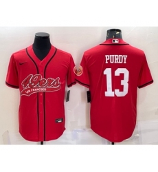 Men's San Francisco 49ers #13 Brock Purdy Red With Patch Cool Base Stitched Baseball Jersey