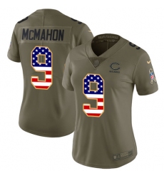 Women's Nike Chicago Bears #9 Jim McMahon Limited Olive/USA Flag Salute to Service NFL Jersey