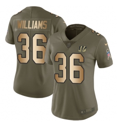 Women's Nike Cincinnati Bengals #36 Shawn Williams Limited Olive/Gold 2017 Salute to Service NFL Jersey