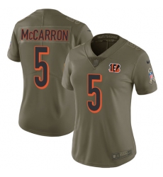 Women's Nike Cincinnati Bengals #5 AJ McCarron Limited Olive 2017 Salute to Service NFL Jersey