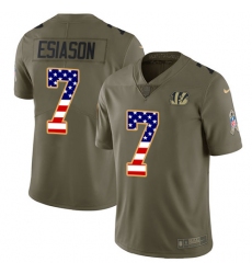 Men's Nike Cincinnati Bengals #7 Boomer Esiason Limited Olive/USA Flag 2017 Salute to Service NFL Jersey