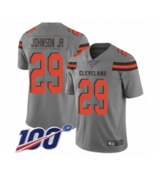 Youth Cleveland Browns #29 Duke Johnson Limited Gray Inverted Legend 100th Season Football Jersey
