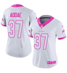 Women's Nike Los Angeles Chargers #37 Jahleel Addae Limited White/Pink Rush Fashion NFL Jersey