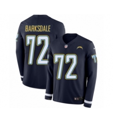 Men's Nike Los Angeles Chargers #72 Joe Barksdale Limited Navy Blue Therma Long Sleeve NFL Jersey