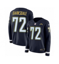 Women's Nike Los Angeles Chargers #72 Joe Barksdale Limited Navy Blue Therma Long Sleeve NFL Jersey