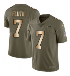 Youth Nike Los Angeles Chargers #7 Doug Flutie Limited Olive/Gold 2017 Salute to Service NFL Jersey