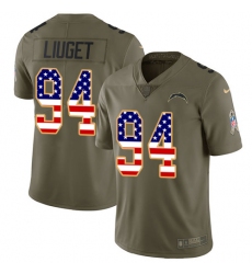 Men's Nike Los Angeles Chargers #94 Corey Liuget Limited Olive/USA Flag 2017 Salute to Service NFL Jersey