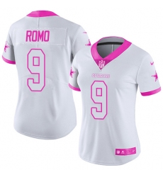 Women's Nike Dallas Cowboys #9 Tony Romo Limited White/Pink Rush Fashion NFL Jersey