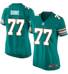 Women's Nike Miami Dolphins #77 Adam Joseph Duhe Game Aqua Green Alternate NFL Jersey