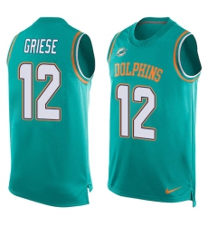 Men's Nike Miami Dolphins #12 Bob Griese Limited Aqua Green Player Name & Number Tank Top NFL Jersey