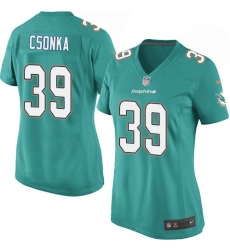 Women's Nike Miami Dolphins #39 Larry Csonka Game Aqua Green Team Color NFL Jersey