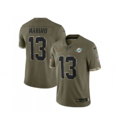 Men's Miami Dolphins #13 Dan Marino 2022 Olive Salute To Service Limited Stitched Jersey