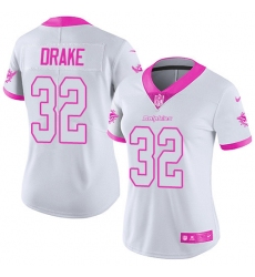 Women's Nike Miami Dolphins #32 Kenyan Drake Limited White/Pink Rush Fashion NFL Jersey