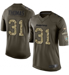 Youth Nike Miami Dolphins #31 Michael Thomas Elite Green Salute to Service NFL Jersey