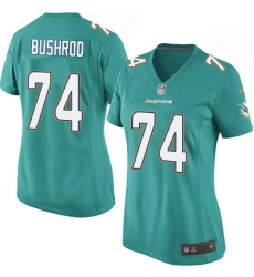 Women's Nike Miami Dolphins #74 Jermon Bushrod Game Aqua Green Team Color NFL Jersey
