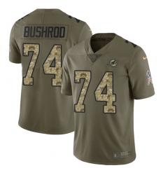 Youth Nike Miami Dolphins #74 Jermon Bushrod Limited Olive/Camo 2017 Salute to Service NFL Jersey