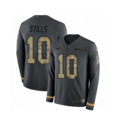 Youth Nike Miami Dolphins #10 Kenny Stills Limited Black Salute to Service Therma Long Sleeve NFL Jersey