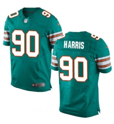 Men's Nike Miami Dolphins #90 Charles Harris Elite Aqua Green Alternate NFL Jersey