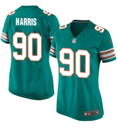 Women's Nike Miami Dolphins #90 Charles Harris Game Aqua Green Alternate NFL Jersey