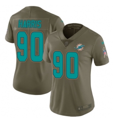 Women's Nike Miami Dolphins #90 Charles Harris Limited Olive 2017 Salute to Service NFL Jersey
