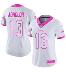Women's Nike Philadelphia Eagles #13 Nelson Agholor Limited White/Pink Rush Fashion NFL Jersey