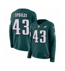 Women's Nike Philadelphia Eagles #43 Darren Sproles Limited Green Therma Long Sleeve NFL Jersey