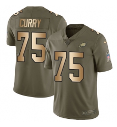 Men's Nike Philadelphia Eagles #75 Vinny Curry Limited Olive/Gold 2017 Salute to Service NFL Jersey