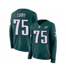 Women's Philadelphia Eagles #75 Vinny Curry Limited Green Therma Long Sleeve Football Jersey