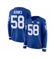 Women's Nike New York Giants #58 Carl Banks Limited Royal Blue Therma Long Sleeve NFL Jersey