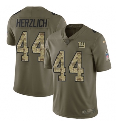 Men's Nike New York Giants #44 Mark Herzlich Limited Olive/Camo 2017 Salute to Service NFL Jersey