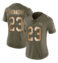 Women's Nike New York Giants #23 Duke Ihenacho Limited Olive/Gold 2017 Salute to Service NFL Jersey