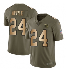 Men's Nike New York Giants #24 Eli Apple Limited Olive/Gold 2017 Salute to Service NFL Jersey