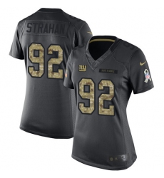 Women's Nike New York Giants #92 Michael Strahan Limited Black 2016 Salute to Service NFL Jersey
