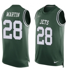Men's Nike New York Jets #28 Curtis Martin Limited Green Player Name & Number Tank Top NFL Jersey